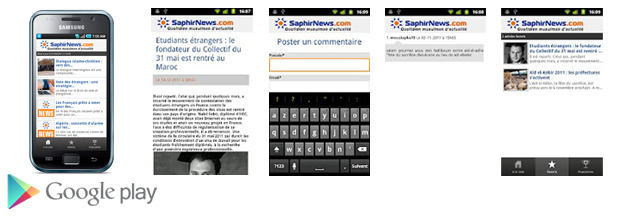 Les applications mobiles Saphirnews.com