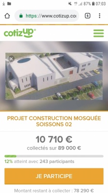 Appel aux dons construction mosquée soissons (02200)