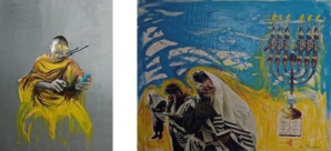 « Bling Bling Buddhist » à gauche, « Tu ne tueras point » à droite, par Sonia Merazga.
