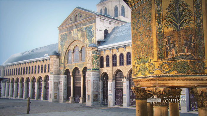 Classée au patrimoine mondial de l’Unesco depuis 1979, la Grande Mosquée des Omeyyades (VIIIe siècle), située à Damas (Syrie), est depuis 2013 sur la liste du patrimoine en péril. Elle est à découvrir en réalité augmentée à l’exposition « Sites éternels », au Grand Palais. (Photo © Iconem / DGAM)