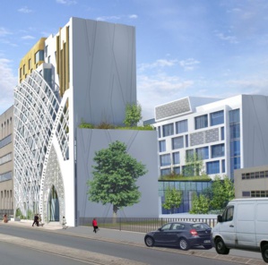 La façade de l'IESH telle que conçue dans le projet. La façade de l'IESH telle que conçue dans le projet.