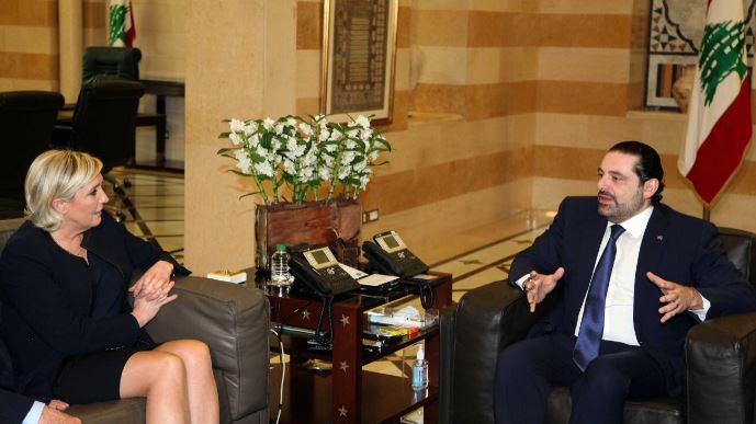 Marine Le Pen à la rencontre du Premier ministre libanais Saad Hariri.