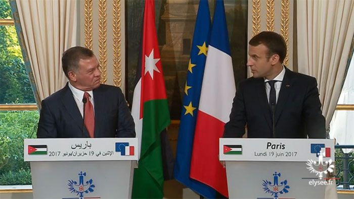 Le roi de Jordanie Abdallah II et le président français Emmanuel Macron.