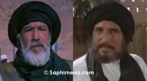 Anthony Quinn (version anglaise, à gauche) et Abdullah Gaith (version arabe). Anthony Quinn (version anglaise, à gauche) et Abdullah Gaith (version arabe).
