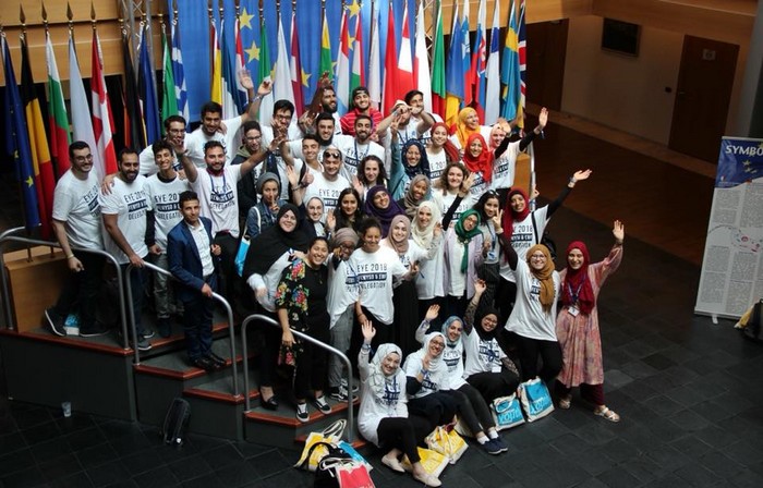 La délégation du Forum européen des organisations musulmanes de jeunes et d'étudiants (FEMYSO) et d'Etudiants musulmans de France (EMF) était présente à la Rencontre des jeunes européens organisée à Strasbourg du 1er au 2 juin au Parlement européen. © FEMYSO