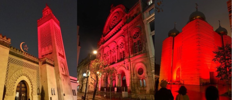 La Grande Mosquée de Paris illuminée en rouge en soutien à la liberté religieuse dans le monde La Grande Mosquée de Paris illuminée en rouge en soutien à la liberté religieuse dans le monde