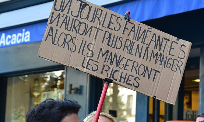 Manifestation, à Paris, le 23 septembre 2017, contre les réformes du travail du président Emmanuel Macron. (Photo © Jeanne Menjoulet)