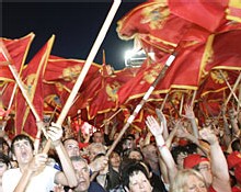 Des partisans de l'indépendance du Monténégro