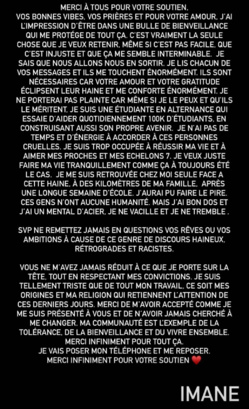 Imane Boun : « Ne remettez jamais en question vos rêves » face à la haine et au racisme Imane Boun : « Ne remettez jamais en question vos rêves » face à la haine et au racisme