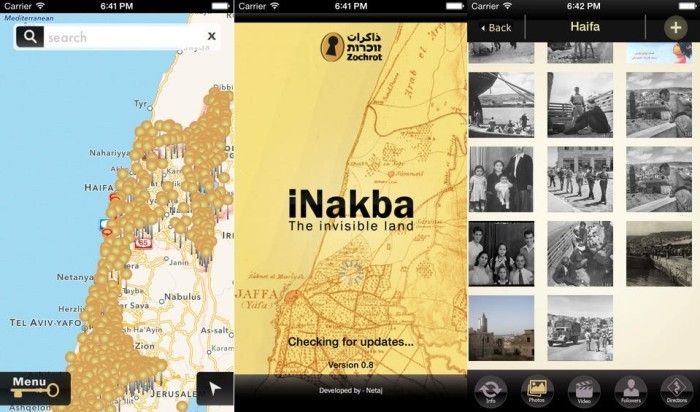 L'application mobile iNakba a été lancée le 5 mai 2014 pour marquer la création d'Israël, synonyme de catastrophe pour les Palestiniens.