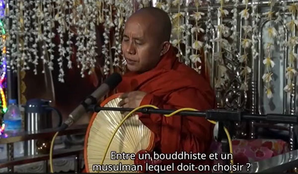 Capture d'écran extraite du film documentaire « Le vénérable W » sur le moine Wirathu