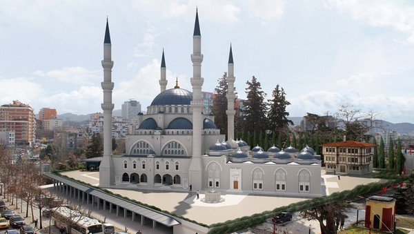 La future grande mosquée de Tirana, en Albanie.