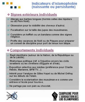 Affiche en réponse au document stigmatisant du rectorat de Poitiers.