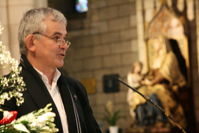Le P. Christophe Roucou, lors de la rencontre interreligieuse « Ensemble avec Marie », organisée à la basilique Notre-Dame-de-Bonne-Garde, à Longpont, le samedi 21 mars 2015.