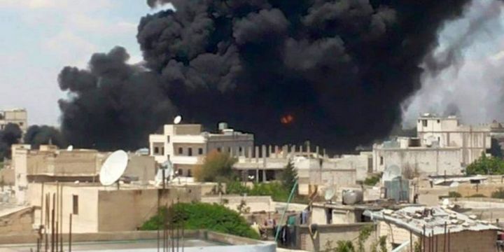 Manbij après une frappe de la coalition anti Etat islamique, le 22 juin 2016.