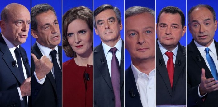 Les sept candidats de la primaire de la droite et du centre en vue de l'élection présidentielle 2017.