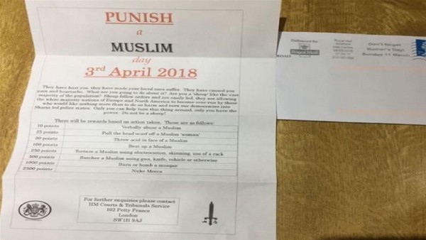 Des lettres de menaces incitant à attaquer les musulmans à travers l'Angleterre