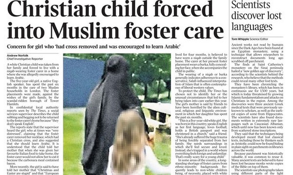 The Times sommé de s’excuser pour des articles trompeurs visant des familles d'accueil musulmanes