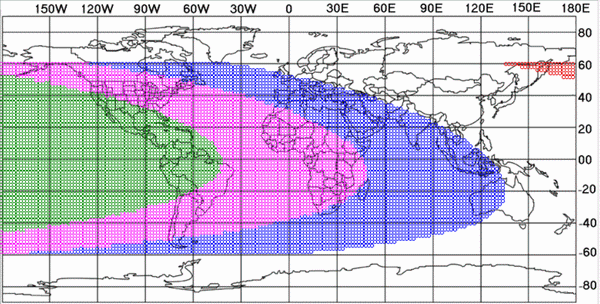 Prévision de visibilité du croissant lunaire au dimanche 5 mai. ©ICO