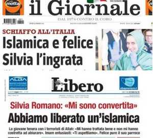 Deux titres violents de la presse italienne après la libération de Silvia Romano.
