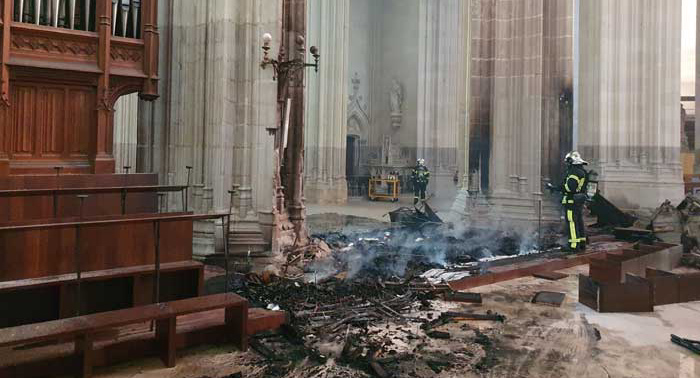 La cathédrale Saint-Pierre de Nantes a été touchée par un important incendie, samedi 18 juillet. © Diocèse de Nantes