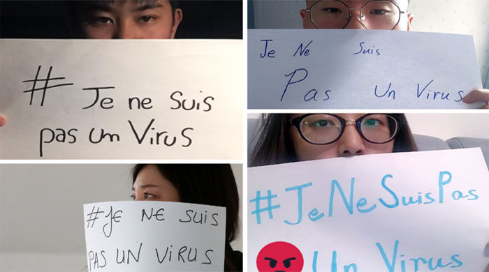 Autoportraits de jeunes Asiatiques lors de la mobilisation sur les réseaux sociaux avec le hashtag “JeNeSuisPasUnVirus”