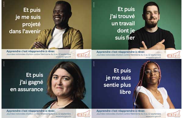 Quatre des huit affiches de la campagne 2021 de l'ANLCI. Montage Saphirnews.com