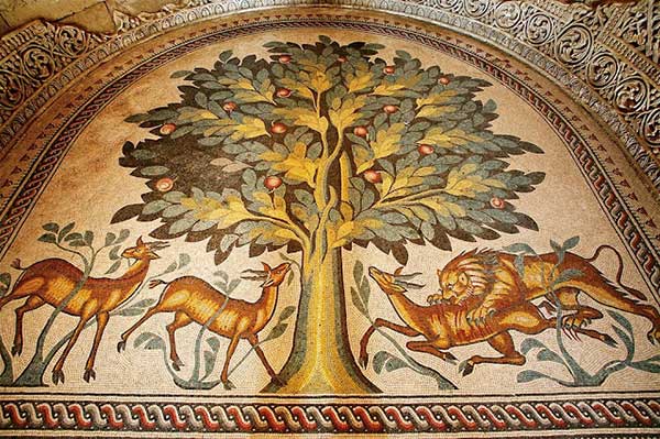 Une vue de la mosaïque de Jéricho intitulée « L'Arbre de vie ». © Ministère palestinien du Tourisme et des Antiquités