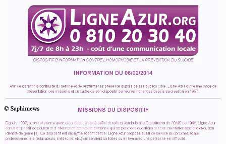 La page d'accueil provisoire de Ligne Azur. Capture d'écran dans la journée du 7 février.