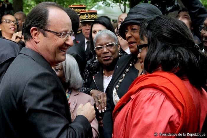 François Hollande lors de la cérémonie de la journée nationale des mémoires de la traite, de l’esclavage et de leurs abolitions, le 10 mai 2013.