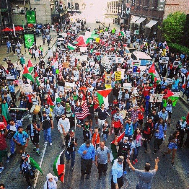 Manifestation de soutien à la Palestine, organisée le 7 juillet 2014, à Chicago (Etats-Unis).
