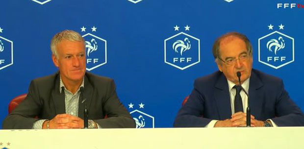 Didier Deschamps aux côtés de Noël Le Graët. © Capture d’écran FFF TV