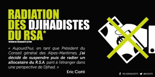 Un allocataire du RSA parti en Syrie radié par Eric Ciotti