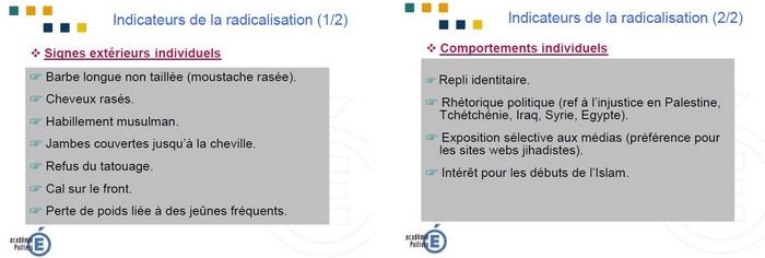 Des extraits du document du rectorat de Poitiers pour "prévenir la radicalisation en milieu scolaire".