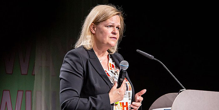 La ministre allemande de l'Intérieur, Nancy Faeser. © Jan Michalko / Re:publica