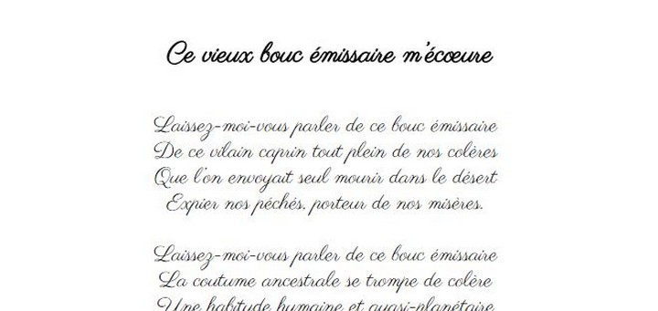 Ce vieux bouc émissaire m’écœure