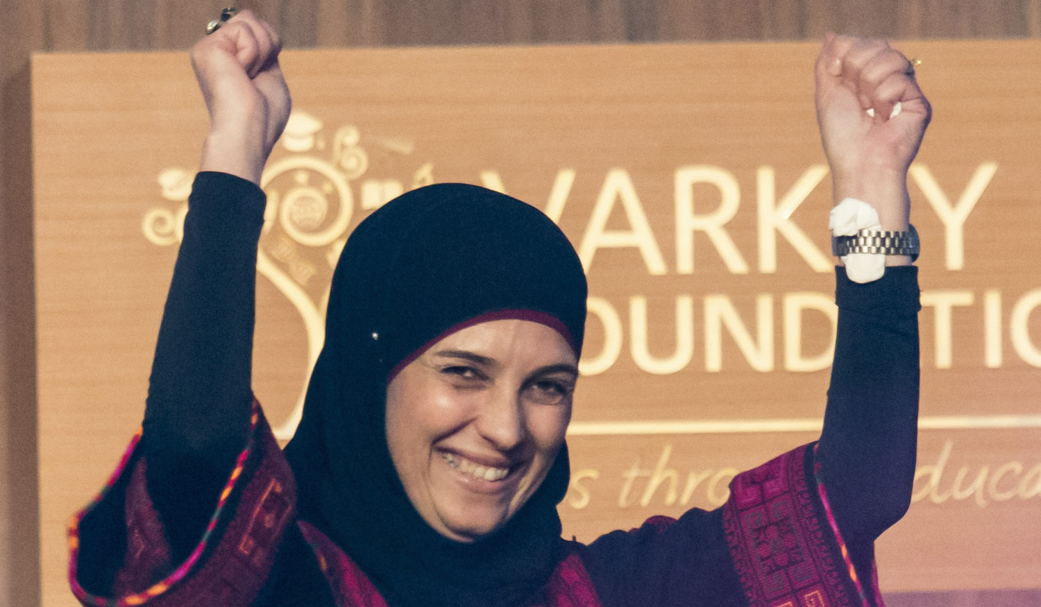 Hanan al-Hroub a été récompensée pour ses méthodes ludiques face aux violences de la guerre. © Fondation Varkey