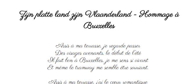 Zijn platte land zijn Vlaanderland - Hommage à Bruxelles