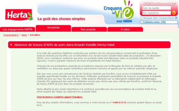 Knacki halal vs ADN de porc : Herta communique officiellement