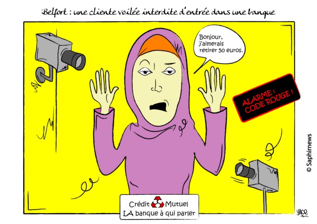 Belfort, une cliente voilée interdite d'entrée dans une banque