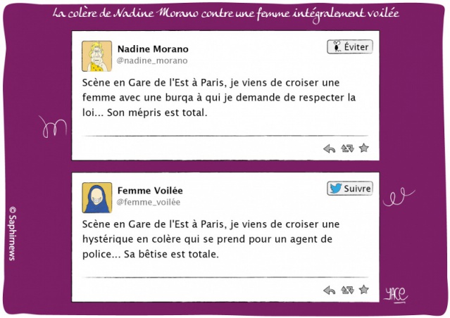 Colère de Nadine Morano contre une femme intégralement voilée Colère de Nadine Morano contre une femme intégralement voilée